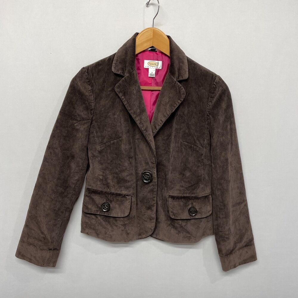 Talbots Women Corduroy Blazer Jacket Size 2 Petite Brown M247 -5